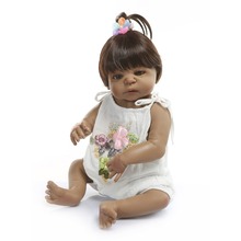 Muñeca Reborn de silicona de cuerpo completo para niños, juguete de bebé de 55cm, 22 pulgadas, piel negra, niña recién nacida, Princesa, bebé, juguete para bañarse 2024 - compra barato