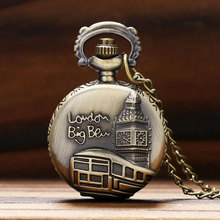 London Big Ben Theme 3D Design Quartz Pocket Watch With Necklace Chain Best Gift 2024 - buy cheap