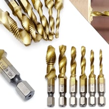 1 PC HSS Hex Shank Titanium Plated Hand Screw Thread Metric Tap Drill Bits M3-M10 Hot 2024 - buy cheap