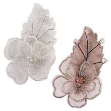 Beaded Lace Embroidery Leaf Flower Design Applique Patches for Brooches Hat Hairpin Garment Decorated Accessories 20 pieces 2024 - compre barato