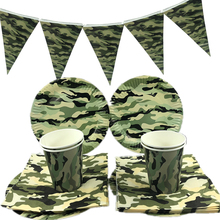 Omilut-Mantel desechable con temática de camuflaje, platos, tazas y servilletas, suministros para fiestas de cumpleaños 2024 - compra barato