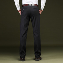 Calças de trabalho reto masculinas, calças de seda formal para escritório, estilo baggy clássico, para homens, primavera e outono, 2019 2024 - compre barato