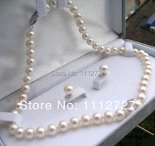New Natural Beads Pretty 8-9mm White Tahiti Pearl Necklace 17''+Earrings DIY Jewelry Sets Gifts For Girl Women Wholesale Price 2024 - buy cheap