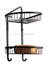 Black Oil Rubbed Bronze 2 Tier Wall Mounted Bathroom Large Corner Shower Storage Basket / Bathroom Shelves Wba122 2024 - buy cheap