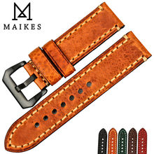 MAIKES Watch accessories Italian cow leather watch band 20mm 22mm 24mm 26mm watchbands men watch strap for Panerai 2024 - buy cheap