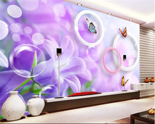 Beibehang Custom 3d wallpaper HD large purple flower butterfly 3D living room TV background wall papel de parede 3d wallpaper 2024 - buy cheap