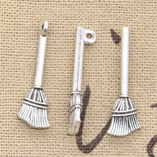 15pcs Charms Beson Broom 27x10mm Antique Making Pendant fit,Vintage Tibetan Bronze Silver color,DIY Handmade Jewelry 2024 - buy cheap