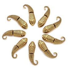 Pandahall 10Sets Tibetan Style Snake Head Clasps Alloy Hook Clasp End Cap Finding for Leather Cord Bracelet Making 23x12x9mm 2024 - buy cheap