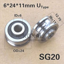 [SG20-P2]10PCS ABEC-5 double row ball bearing wheel for machine SG20-2RS SG6RS INNER 6mm rubber track guide pulley 2024 - buy cheap