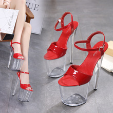 2022 Women Shoes Sandale New Summer Women Sandals Shoes Female PVC Transparent Crystal Sexy High Heels 20CM Ladies Shoes Pumps 2024 - buy cheap