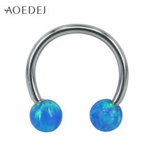 Aoeej-Piercing de piedra de ópalo de Fuego Azul, 3 colores, para cartílago inoxidable, bolas de anillo de acero, Piercing de oreja, Aro Negro 2024 - compra barato
