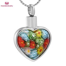 W011 Charm Glass Flower Cremation Urn Necklace for Ashes Memorial Jewelry Pendant Keepsake Urns Pet/Human 2024 - buy cheap