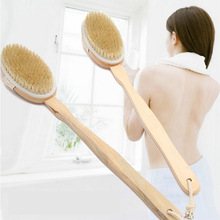 Escova de banho de cerdas naturais punho longo cerdas de madeira macio cabelo esfregar para trás escova de chuveiro removível a massagem tesão escova 2024 - compre barato