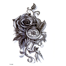 Tatuagem temporária impermeável de flor de rosa, tatuagem falsa para homens, luva tatuagem, arte, tatuagem, adesivos de tatuagem de henna 2024 - compre barato