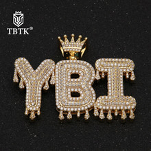 TBTK Iced Out Crowned Drip Letter Alphabet Pendant Necklace Customzie Bubble Initial Letters Rose Gold Fashion Jewelry Charms 2024 - buy cheap