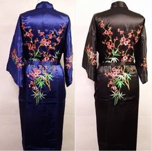 New Chinese Men's Satin Polyester Embroidery Robe Kimono Gown S M L XL XXL XXXL Free Shipping S-38 2024 - buy cheap