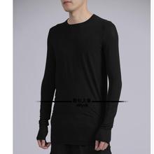 S- 5xl Spring And Summer New Men Slim Long Sleeved T-shirt Hairstylist High Street Round Neck T-shirt Black Plus Size Costumes 2024 - buy cheap