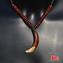 Pingente de osso tibetano, amuleto em forma de dente real natural, amuleto vintage, colar de osso de iaque, presente da sorte para homens 2024 - compre barato