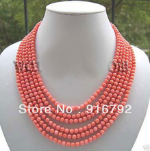 Frete grátis>>>> colar longo 100 "genuíno coral rosa 6mm 2024 - compre barato
