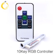 Светодиодный контроллер RF RGB, 12 В постоянного тока, 10 клавиш, в алюминиевом корпусе, сенсорный RGB контроллер RF для светодиодной ленты, 5050 3528 rgb, настенные светильники 2024 - купить недорого