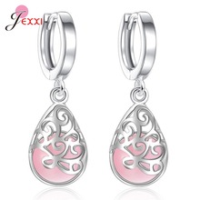 Pendientes de plata 925 auténtica de alta calidad para mujer, aretes de cristal transparente Rosa hueco, accesorios románticos para mujer 2024 - compra barato