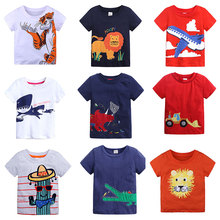 Хлопковая футболка для мальчиков, летняя новая футболка с короткими рукавами и мультяшным принтом животных для детей, футболка для мальчиков, топы для девочек 2024 - купить недорого