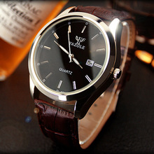 YAZOLE Famous Brand Watch Fashion Mens Watch Brown Leather Analog Quartz Watch Waterproof Male Watch Men Gifts relogio masculino 2024 - buy cheap