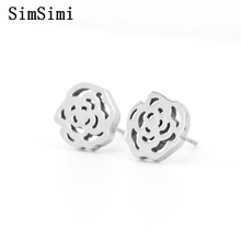 Earrings Stainless Steel Ear studs Fashion Rose Flower Love Fashion Jewelry Bridal Wedding Romantic Gift for Girl/Women Friends 2024 - buy cheap