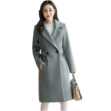 Женское двубортное пальто, Осеннее/зимнее, длинное, с воротником 2024 - купить недорого