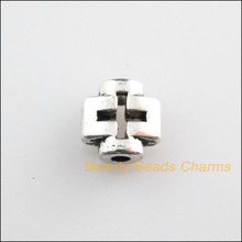 New 40Pcs Tibetan Silver Color Smooth Tiny Cross Spacer Beads Charms 8mm 2024 - buy cheap
