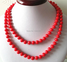 ¡! Encantador collar de perlas de concha de mar rojo de 8mm 36 ''2 unids/lote joyería de moda JT5548 2024 - compra barato