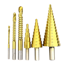 6pcs Titanium Coated Step Drill Bits Set 4-32mm HSS Drill Bit With Hole Grooving Drill Saw Carpenter Woodworking Tools 2024 - buy cheap