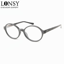 LONSY 2019 Restoring ancient ways round reading eyeglass frames Acetate Wood Optical Glasses Myopia glasses frame TA12308 2024 - buy cheap