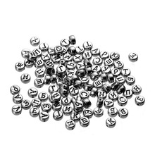 DoreenBeads Hot 400 PCs Silver Color Round Russian Alphabet /Letter Acrylic Spacer Beads Mixed at Random 7mm 2024 - buy cheap