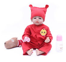 silicone reborn baby dolls boys girls soft body 50cm Lifelike toddler Bonecas girl kid 20inch red cloth Birthday Gift Kid's Toys 2024 - buy cheap