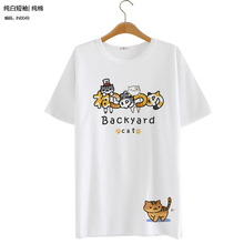 Anime Neko Atsume Cosplay T-shirt Casual polyester short-sleeved T-shirt cute cat print Harajuku Style T-Shirt 2024 - buy cheap