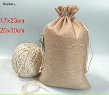 1pcs Christmas Burlap Hessian Gift Bags Wedding Party Favor Gift Packaging Bags Drawstring Burlap Jute Gift Bag Wedding supplies 2024 - buy cheap