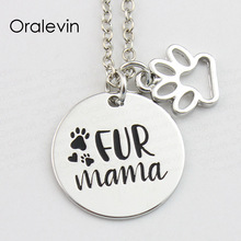 FUR MAMA Inspirational Hand Stamped Engraved Accessories custom Charms Pendant Necklace for women Gift Jewelry,10Pcs/Lot, #LN827 2024 - buy cheap