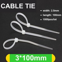 Cable de nailon de plástico con autobloqueo, Cable fijo estándar, unids/lote, 3x1000mm, Blanco/Negro, 100 2024 - compra barato