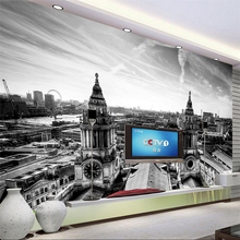 wellyu European architecture city black and white wall custom large mural green wallpaper papel de parede para quarto 2024 - buy cheap