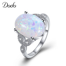 Elegant Large Oval Shaped White Fire Opal Ring For Women Wedding Silver Color AAA Zircon Rings Band Bijoux Femme Anillos dm135 2024 - buy cheap