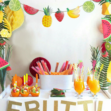 Fresh Fruite Summer Glitter Party Banner for Pineapple Watermelon Bunting for Birthday Hawaii Luau Tiki Party Decorations 2024 - buy cheap