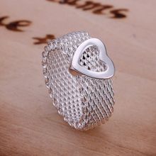 Anillos Chapado en plata esterlina 925 para hombre y mujer, joyería fina de malla con forma de corazón, estilo veraniego, SR043 2024 - compra barato