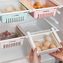 Suporte criativo de geladeira, rack de armazenamento para finalização de cozinha, artigo de plástico, prateleira retrátil com gaveta 2024 - compre barato