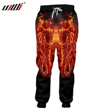 Ujwi calças masculinas com estampa 3d, calças de casal com chamas, bonitas, homem de hip hop, gótico, lançamento, calças de moletom 2024 - compre barato