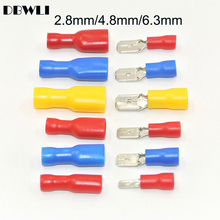 100pcs 50pairs 2.8mm 4.8mm  6.3mm Female Male Electrical Wiring Connector Insulated Crimp Terminal Spade FDFD2-250 MDD2-250 2024 - buy cheap