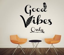 Good Vibes Only Feather Wall Decals Vinyl Wall Stickers for Home Decor Living Room Bedroom Decoration 2024 - buy cheap