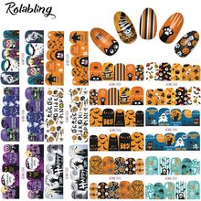 New Arrival Nails Art Stickers 12 Sheets/set Halloween Pattern Water Transfer Nail Decals Wraps Foil Sticker Manicure Decoration 2024 - buy cheap