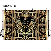 MEHOFOTO Great Gatsby Photography Backdrops Birthday Decor Black Gold Background Photocall Photobooth Photo Studio 2024 - buy cheap