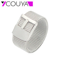 2017 Fashion women jewelry Accessories band strap ring 316L stainless steel wire mesh trendy ring Men Jewelry Wedding Rings 2024 - buy cheap